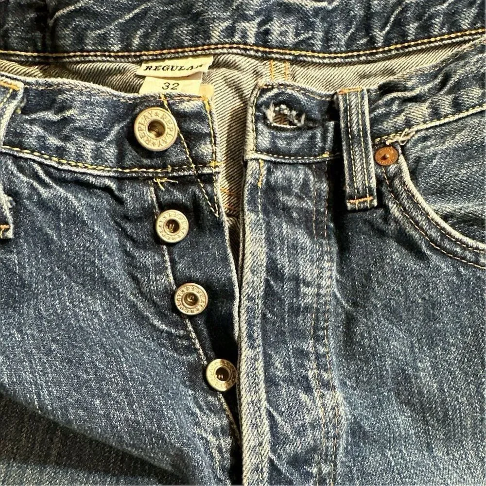 Vintage 80s Replay Blue Denim Straight Leg Button Fly 5 Pocket High Rise Jeans